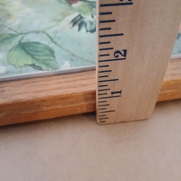 Larry K Martin Signed ceramic tile 7x7 hummingbird Hotplate Trivet Wood Frame - Picture 11 of 12